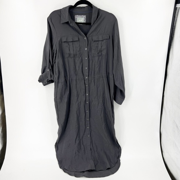 Anthropologie MAEVE Button-Down Shirt Dress GREY SIZE 10 - Picture 1 of 10